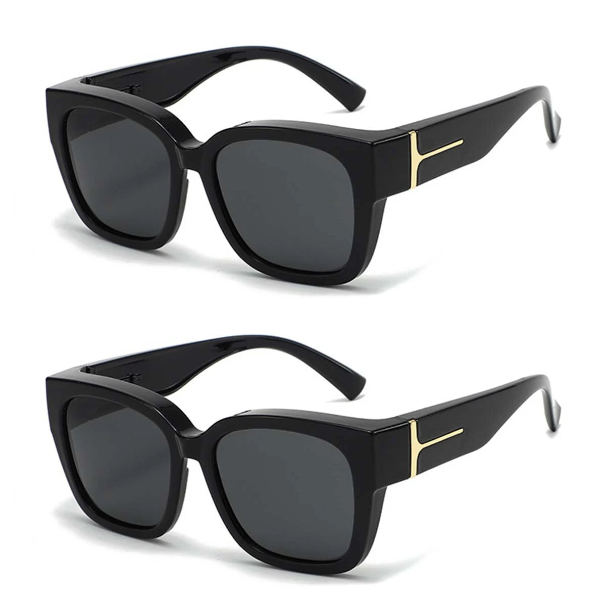 VOPHA Fitover Wraparound Sunglasses UV400 – Wear Over Glasses Fitover Sunglasses Qst 2PC-Black