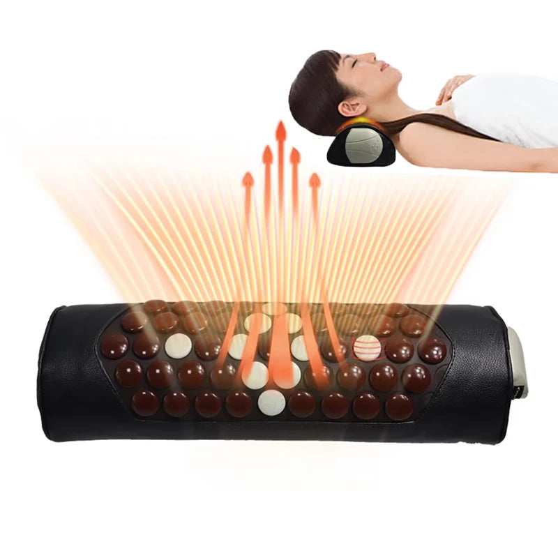 Jade & Tourmaline Hot Stone Neck Massage Pillow | 30–70°C Heat Neck Massage Pillow Qst
