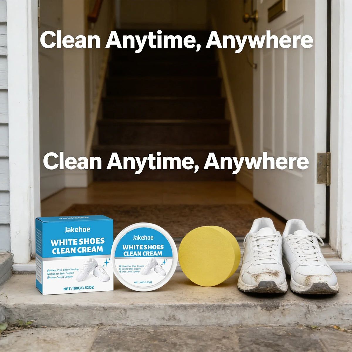 White Shoe Cleaning Cream – No-Rinse Stain & Odor Remover Shoe Cleaning Cream Qme