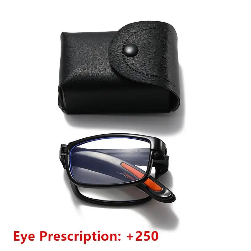 Folding Blue Light Reading Glasses with Case – Men & Women Folding Reading Glasses Qme D