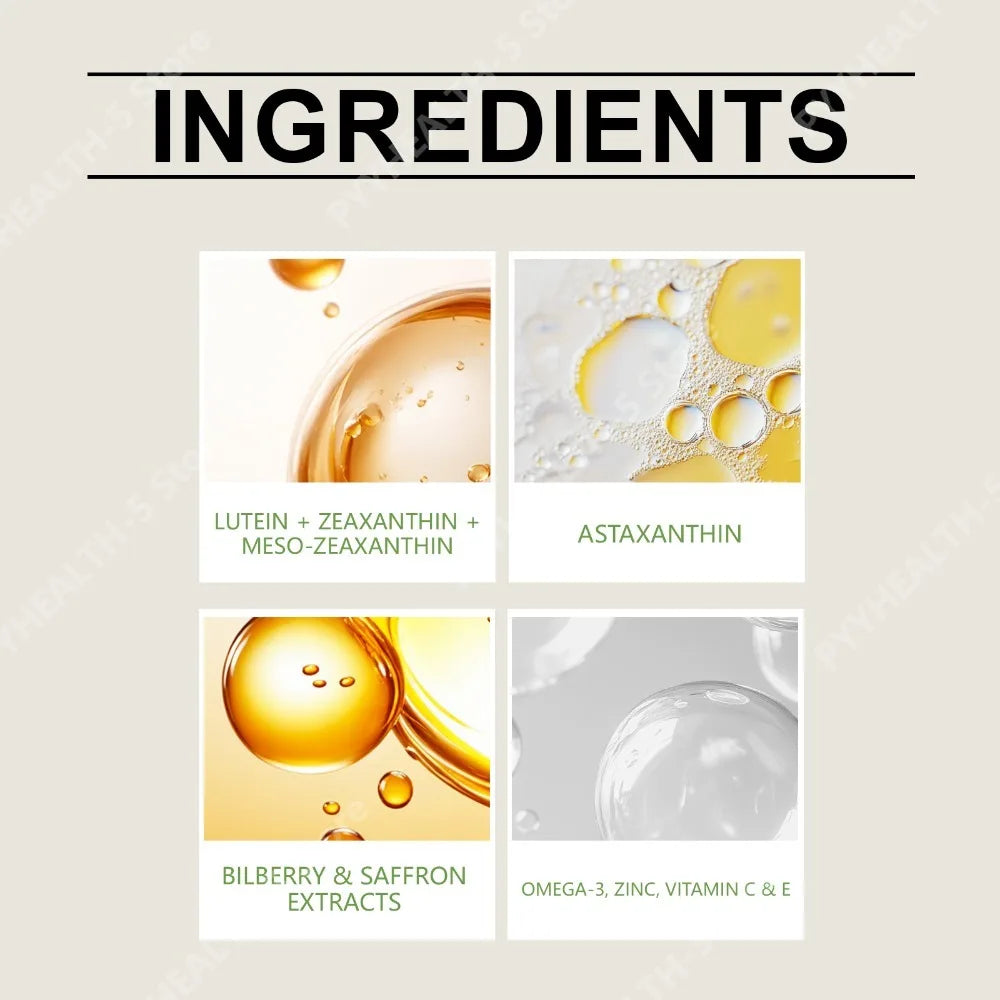 14-in-1 Eye Support Capsules – Lutein & Zeaxanthin, 60ct Eye Health Supplement Qst