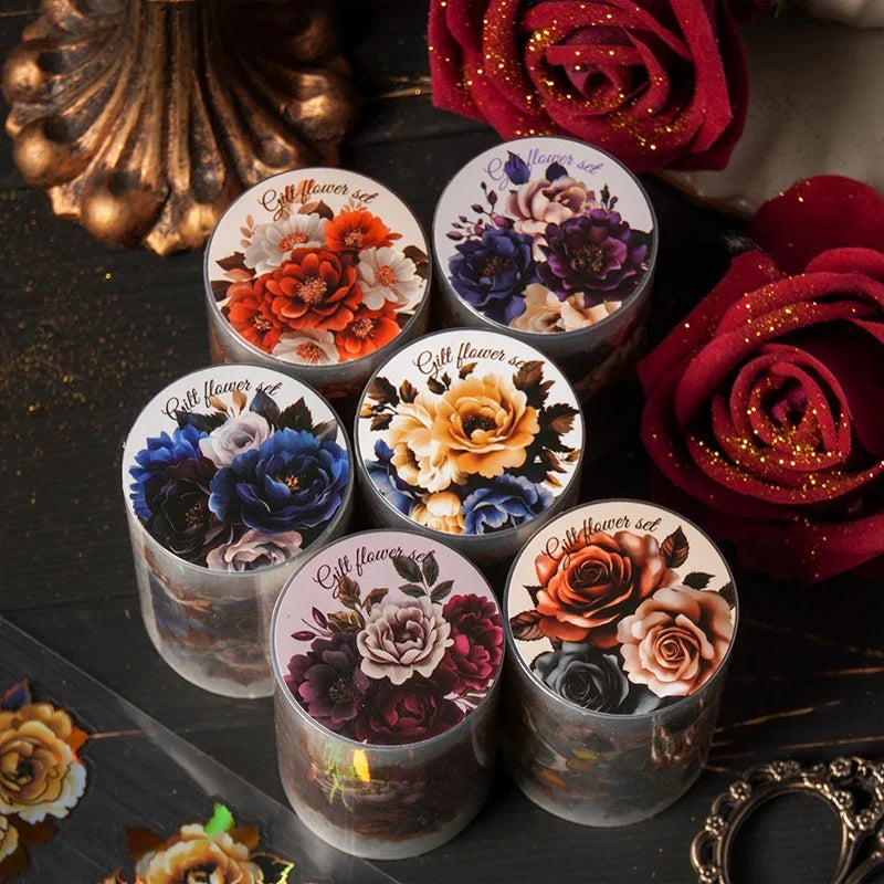 Gothic Floral PET Tape Roll – Scrapbooking & DIY Journal Decorative Craft Tape Qme