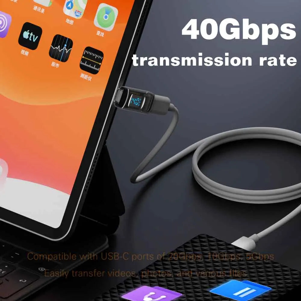 USB4 Type-C Adapter 40Gbps 140W 90° Thunderbolt 3 Connector USB-C Cable Adapter Qme