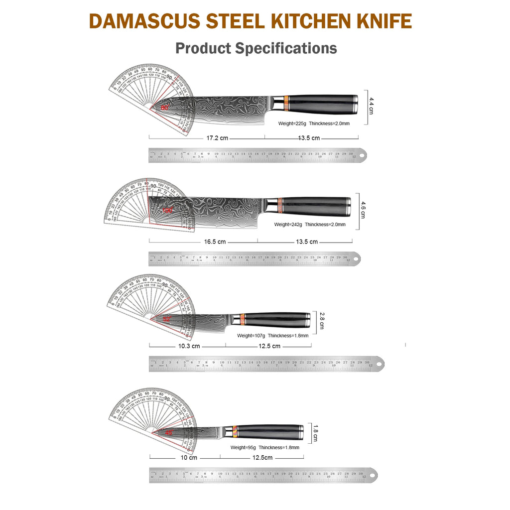 XITUO Damascus Steel Kitchen Knife Set – Santoku & Nakiri Kitchen Knife Set Qst