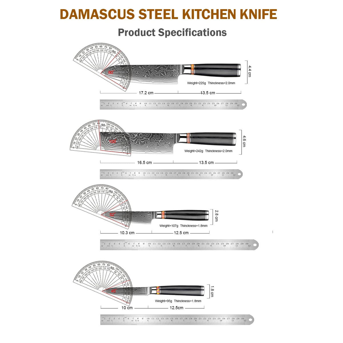 XITUO Damascus Steel Kitchen Knife Set – Santoku & Nakiri Kitchen Knife Set Qst