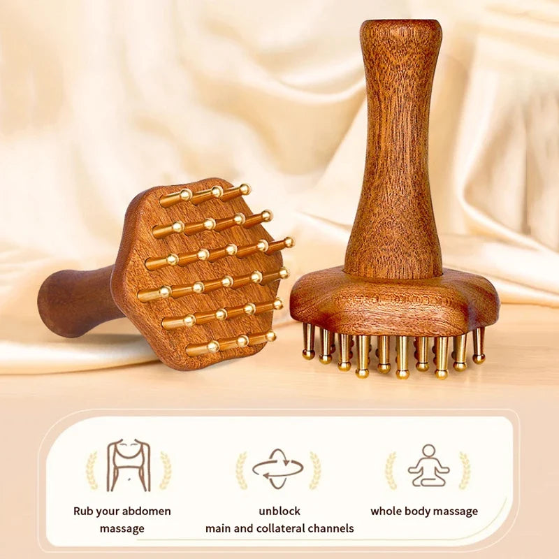 Copper Head Gua Sha Massage Comb – Wooden SPA Tool Gua Sha Massage Comb Qme