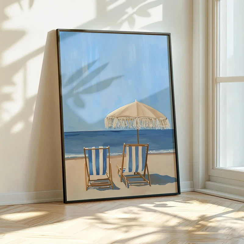 Coastal Sailboat Hydrangea Canvas Wall Art – Blue Beach Print Canvas Wall Art Qst