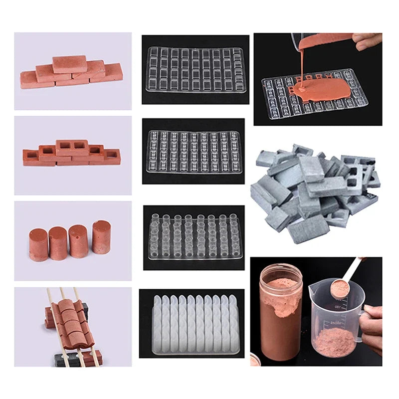 Mini Brick Silicone Mold – DIY Cement Sand Table Model Silicone Craft Mold Qme