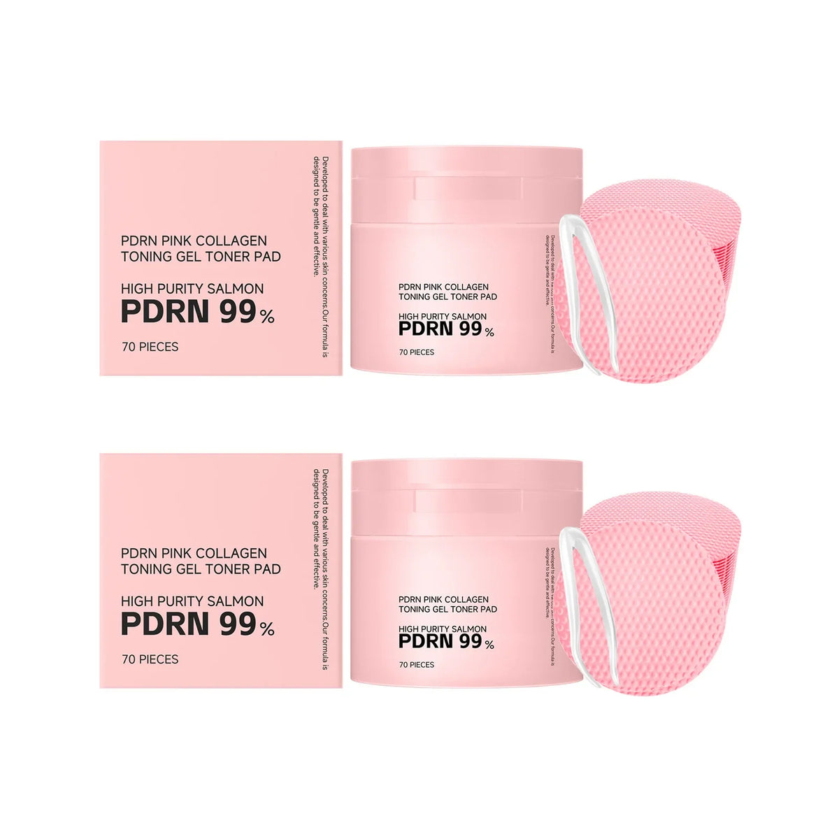 PDRN Pink Collagen Toning Gel Toner Pads – Hydrate & Refine Pores Toner Pads Qme 2 x 70pcs boxed