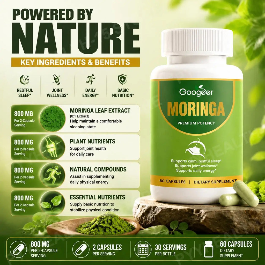 Moringa Leaf Extract Capsules 800mg 8:1 Formula – 60 Count Herbal Supplement Qst
