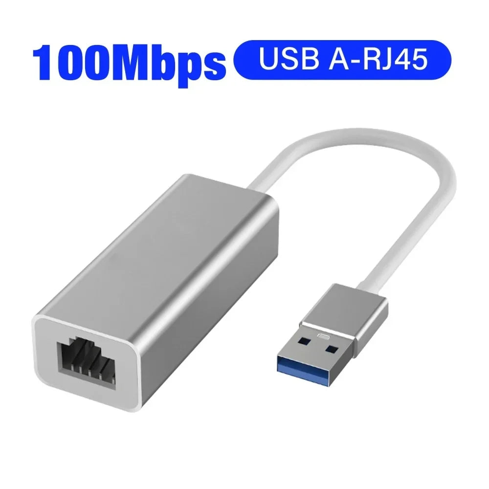 USB-C to RJ45 Gigabit Ethernet Adapter 100/1000Mbps USB-C Ethernet Adapter Qme USB Silver 100Mbps