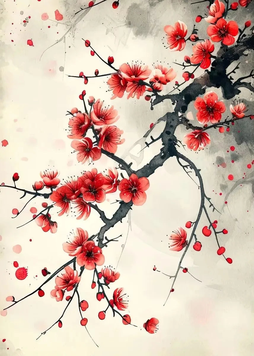 Mount Fuji Cherry Blossom Canvas Wall Art – Sunrise Print Canvas Wall Art Qst M 50x70cm Unframed