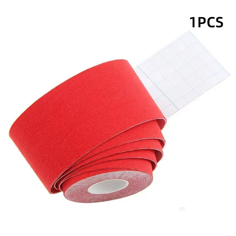 Kinesiology Sports Tape – Elastic, Waterproof, 18 Colors, 5m x 5cm Kinesiology Sports Tape Qme Red-1pcs