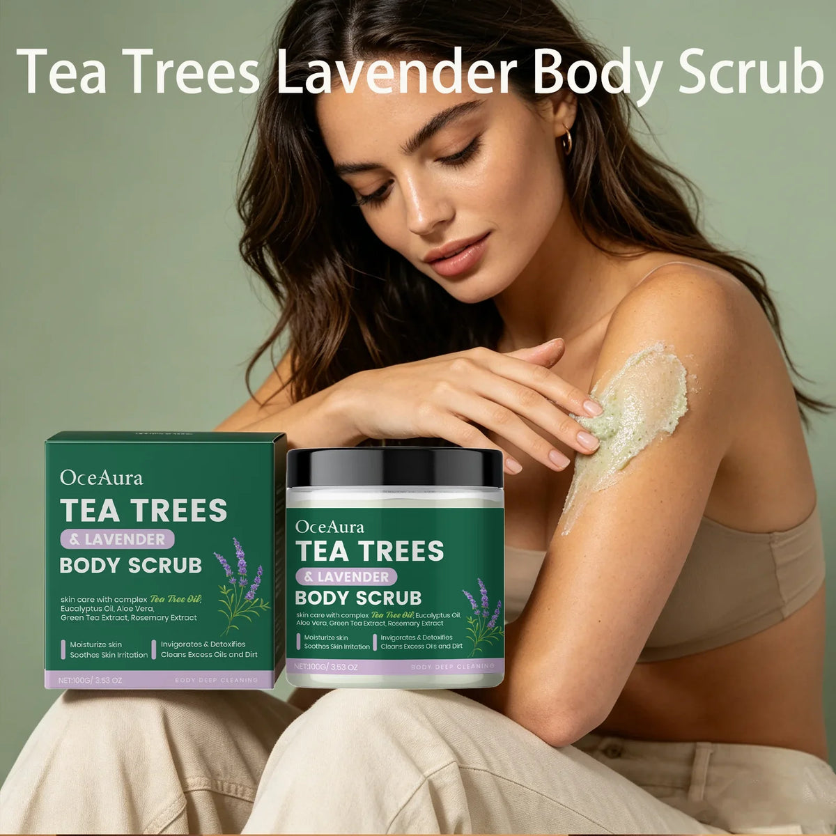 Oceaura Tea Tree Lavender Body Scrub – Gentle Deep Cleanse Body Scrub Qme