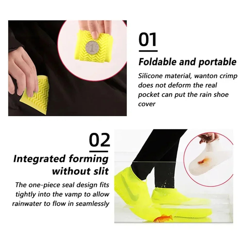 Silicone Waterproof Shoe Covers | Non-Slip Rubber Rain Overshoes Waterproof Shoe Covers Qme