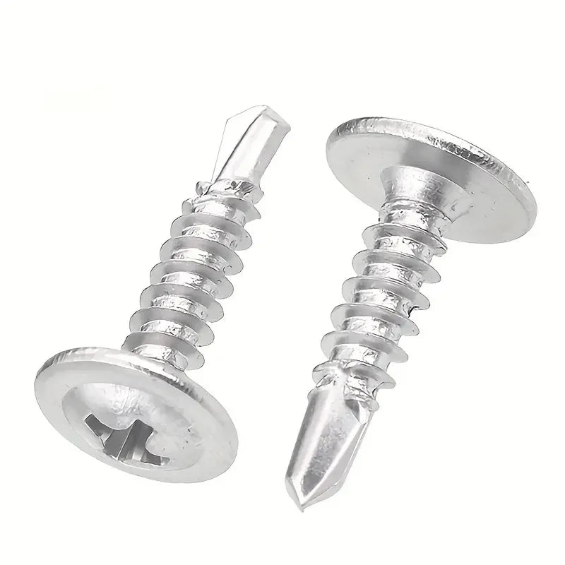 Round Head Self-Tapping Screws with Pad – 100pcs Titanium Steel Self-Tapping Screws Qme