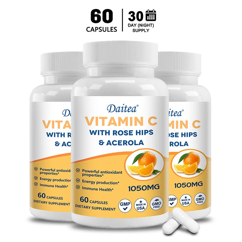 ZENVITALIZE Vitamin C 1050mg – Vegan, Non-GMO, 120 Capsules Vitamin C Supplement Qst 60 count-3 bottle