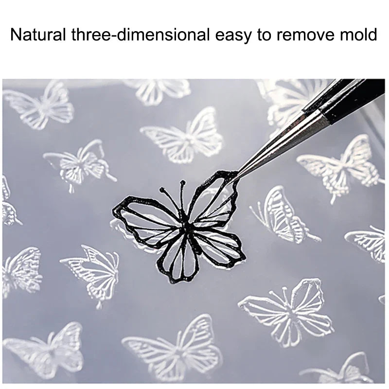 Silicone Nail Art Mold – Butterfly, Button & Key Designs Nail Art Mold Qme