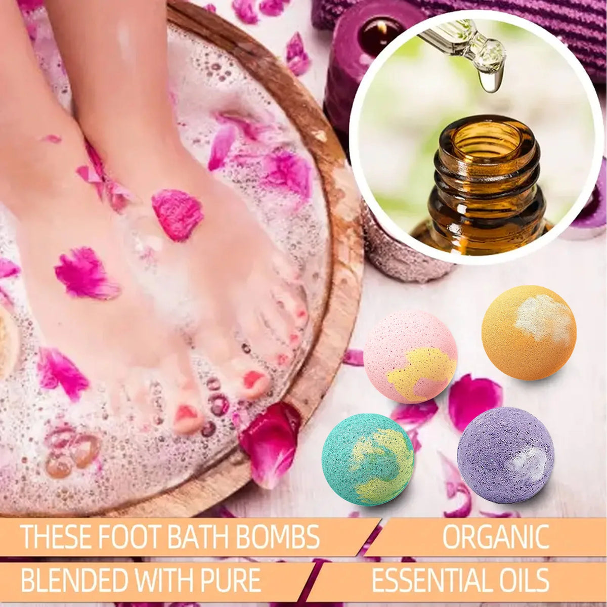 Ximonth Foot Spa Bubble Bath Balls – Floral Herbal Soak 6 pcs Foot Spa Bath Balls Qst