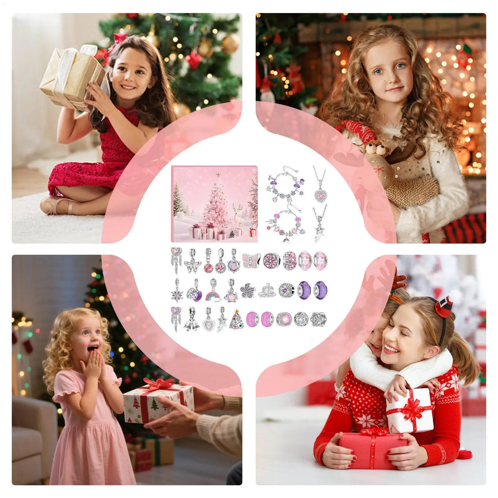 Christmas Countdown Advent Calendar Bracelet Kit – 29 Charms Advent Jewelry Kit Qme