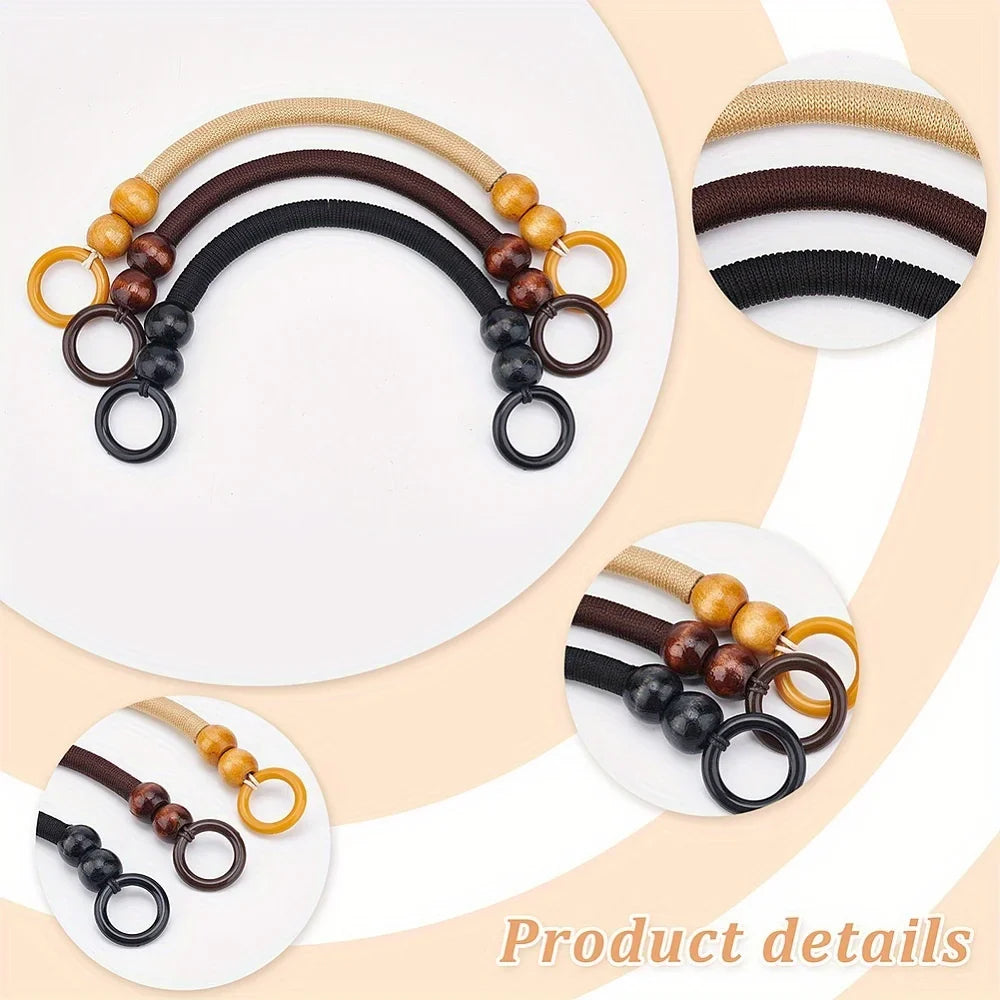 Wooden Bead Bag Handles – Retro Woven Nylon Rope Straps Bag Handles & Straps Qme