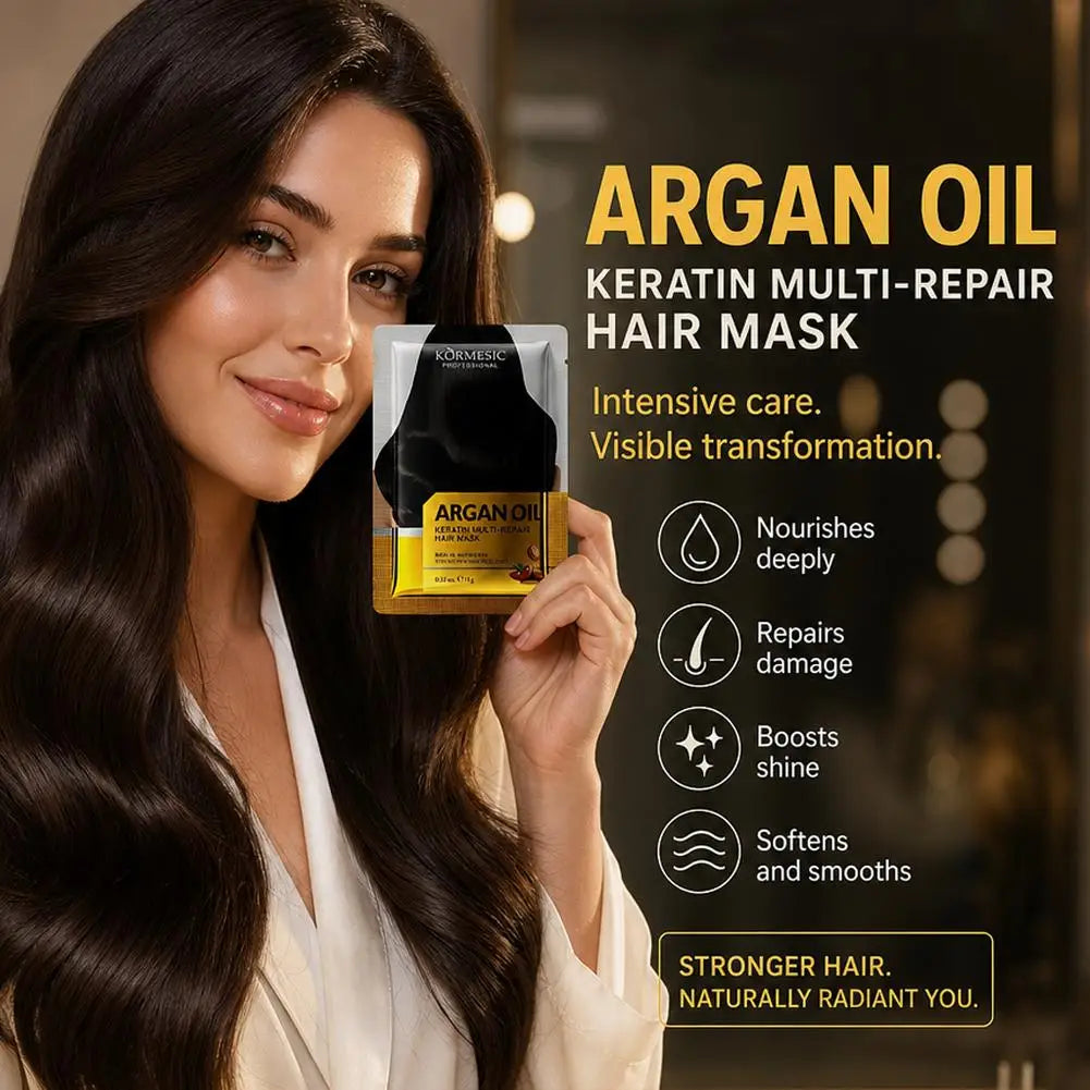 Keratin & Argan Oil Hair Mask 2-Pack | Deep Nourishing Treatment Hair Treatment Mask Qme