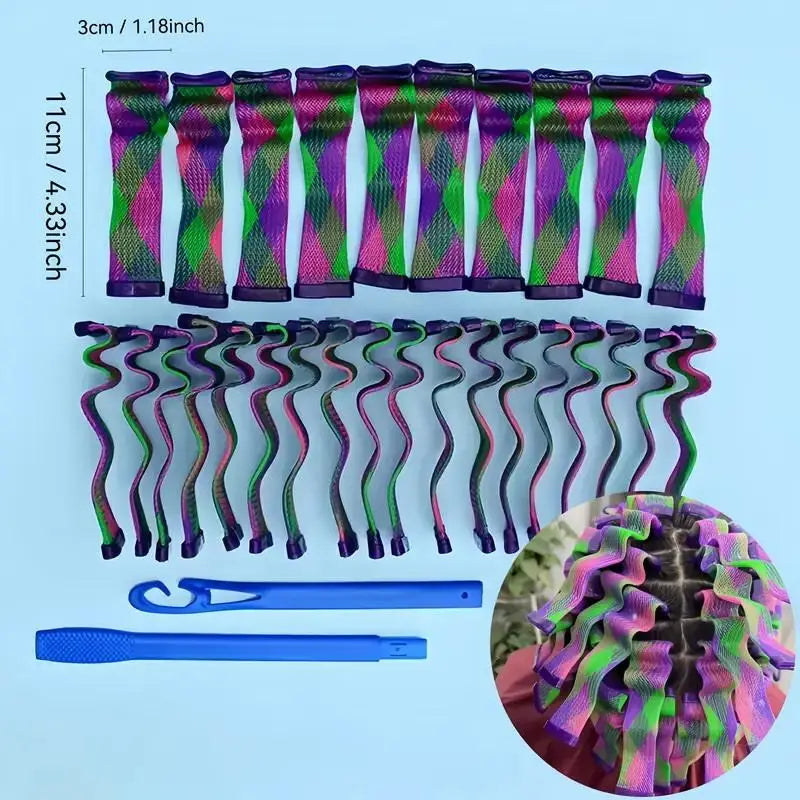 18-Pack Heatless Water Wave Hair Curlers – No-Heat Styling Heatless Hair Curlers Qme