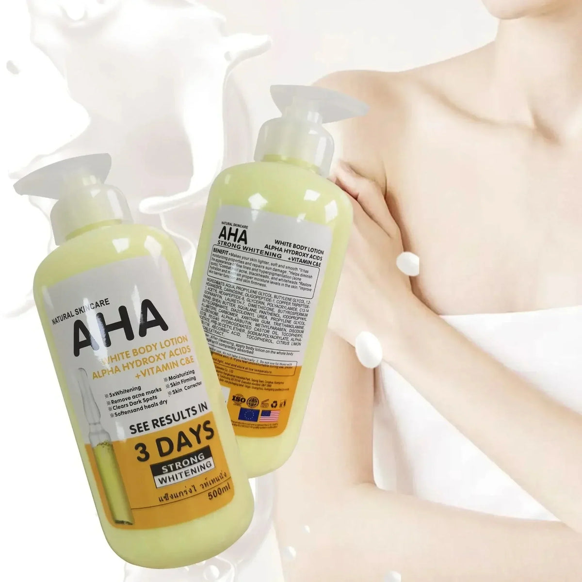 Whitening Body Cream Hydroxy Acids Vitamin C & E – 500ml Whitening Body Cream Qme