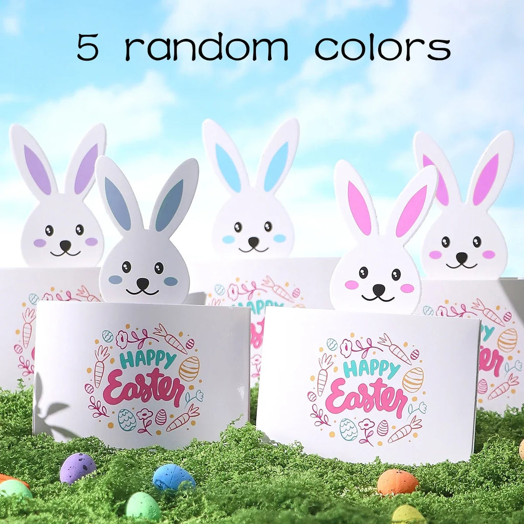 5-Piece Easter Bunny Greeting Cards – Colorful Holiday Party Set Easter Greeting Cards Qme 5Pcs