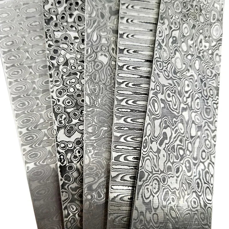 Damascus Steel Billet Cloud Pattern Knife Blank Bar – DIY 22cm Knife Making Billet Qst