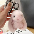Plush Rabbit Keychain – Fluffy Soft Bunny Charm Pendant Plush Keychain Charm Qme pink
