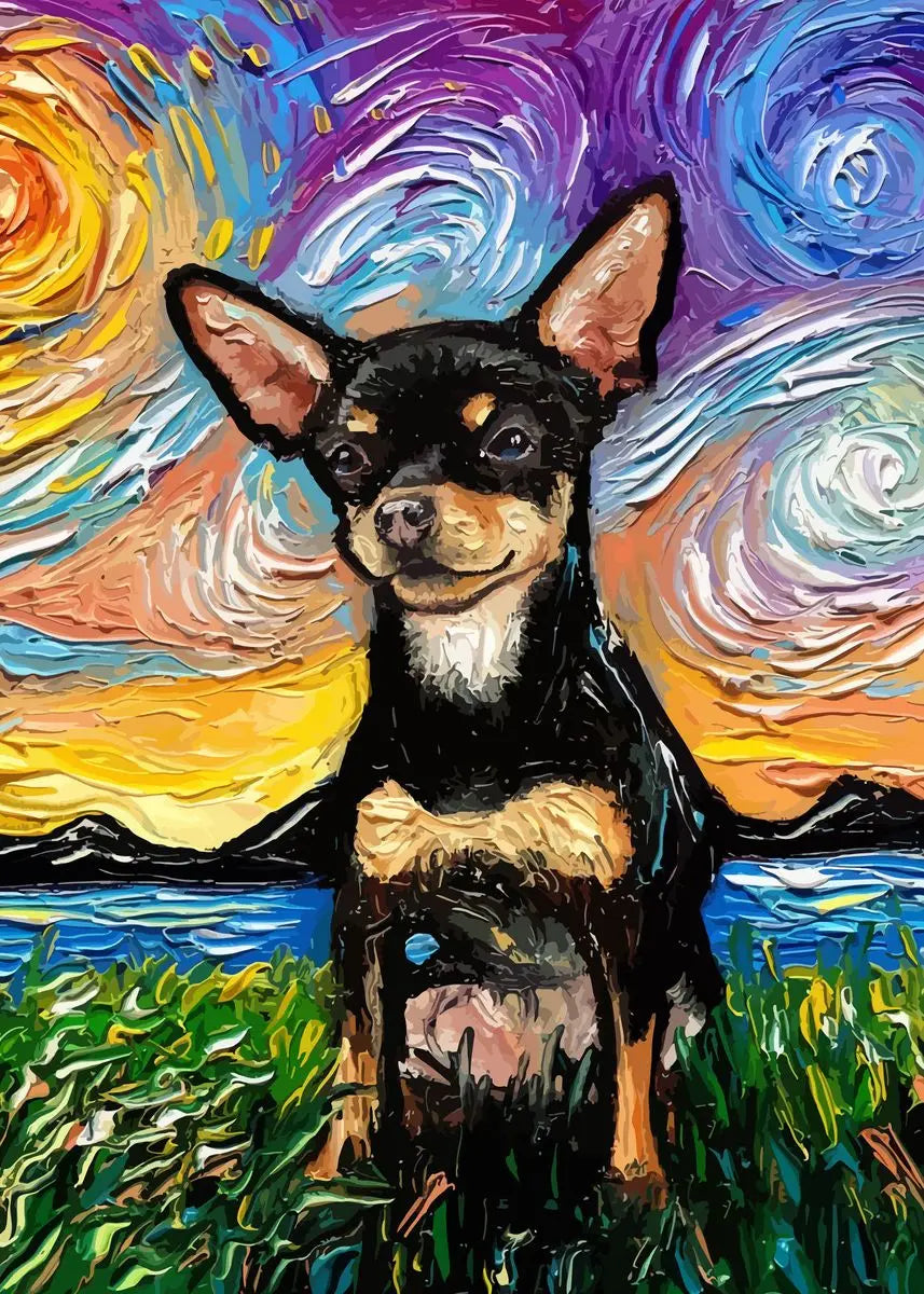 Van Gogh Starry Night Dog Canvas Print | German Shepherd Wall Art