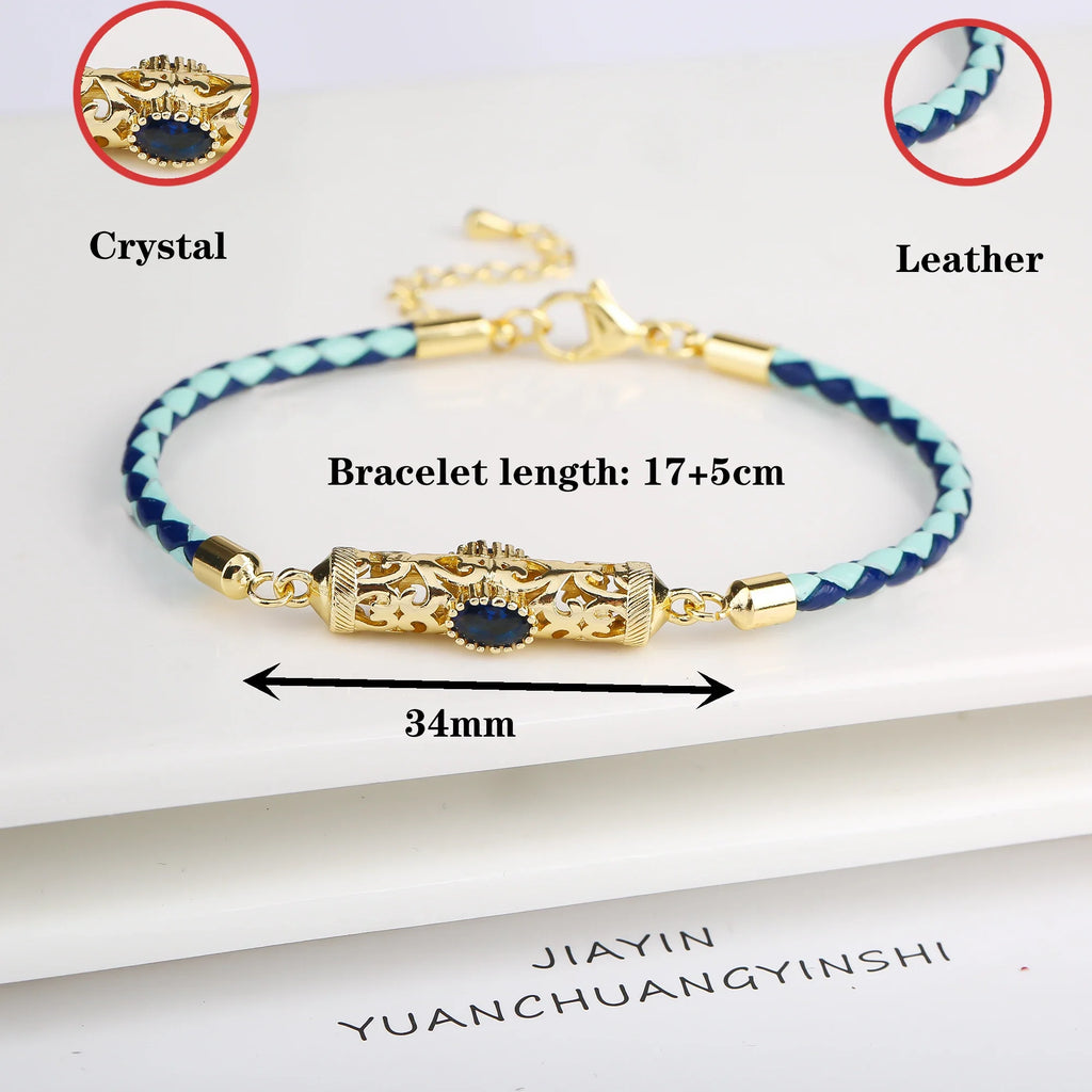 Gold-Plated Dragon Crystal Leather Braided Bracelet | Unisex Fashion Bracelet Qme