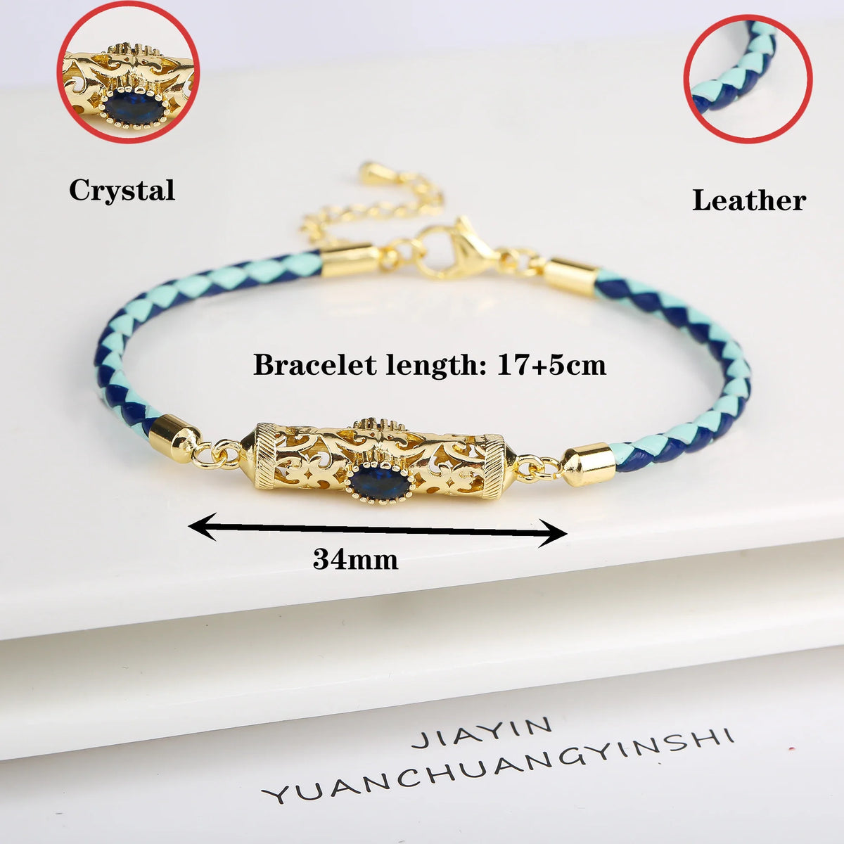 Gold-Plated Dragon Crystal Leather Braided Bracelet | Unisex Fashion Bracelet Qme