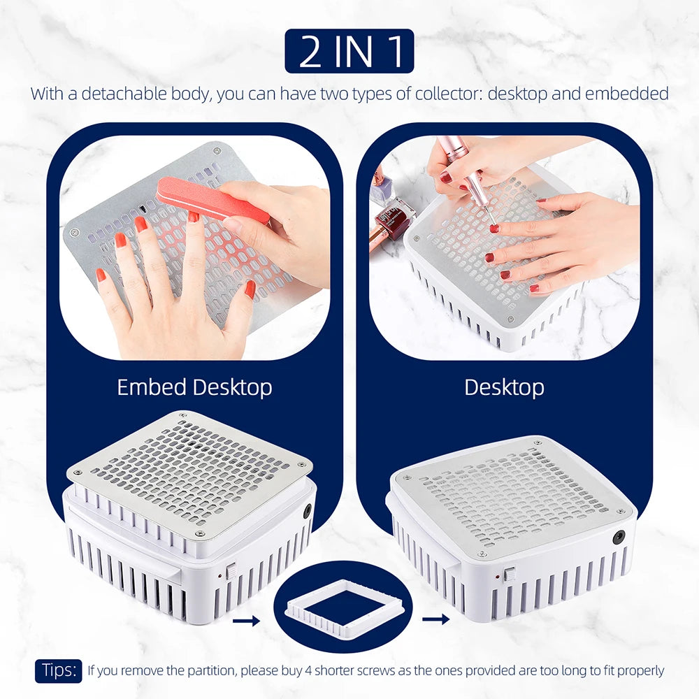 Professional Nail Dust Collector – Desktop Manicure Vacuum Nail Dust Collector Qst