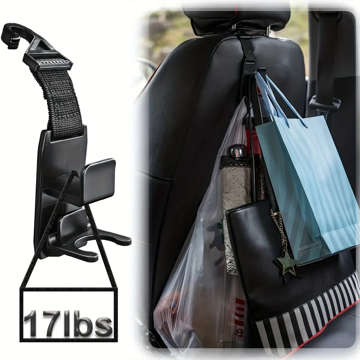 Car Headrest Hook Purse Hanger & Seat Organizer – Black Car Seat Organizer Qme