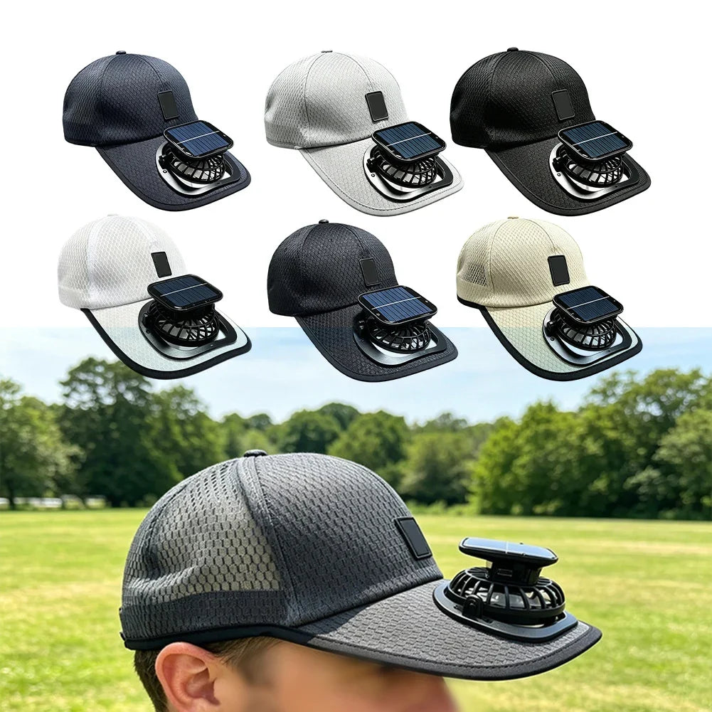 Solar Fan Hat UV Protection Outdoor Cap – Adjustable & Breathable Solar Fan Cap Qme