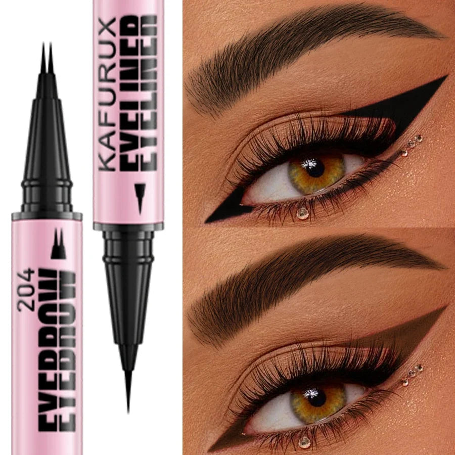 Waterproof Double-Ended Eyebrow Pen & Eyeliner – 4 Colors Eyebrow Pen & Eyeliner Qme