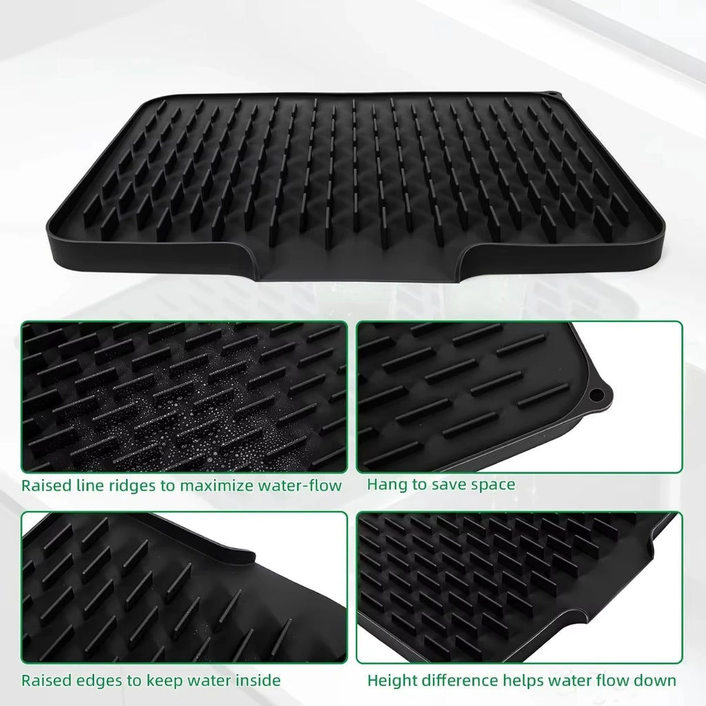 Silicone Kitchen Drain Mat – Anti-Slip Heat-Resistant Drying Pad Kitchen Drain Mat Qst