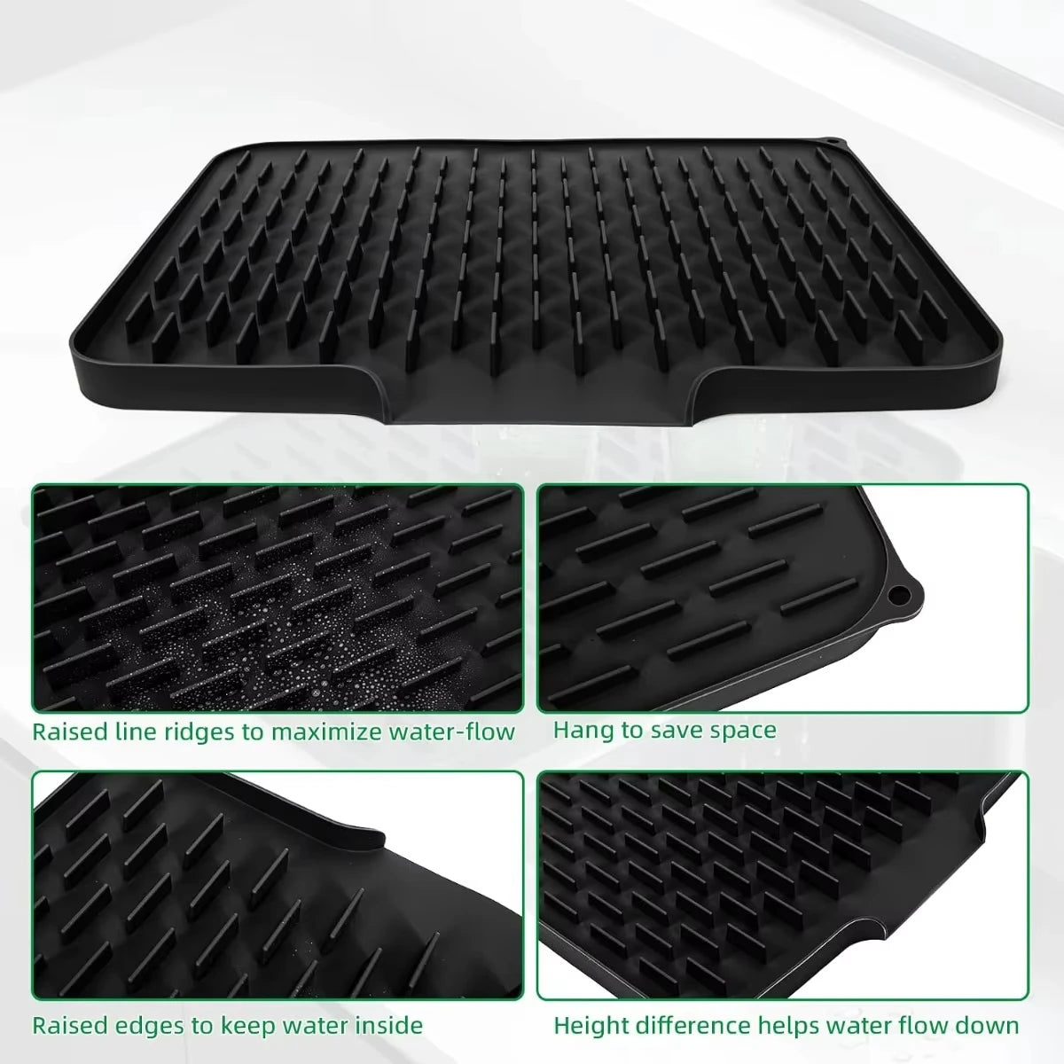 Silicone Kitchen Drain Mat – Anti-Slip Heat-Resistant Drying Pad Kitchen Drain Mat Qst