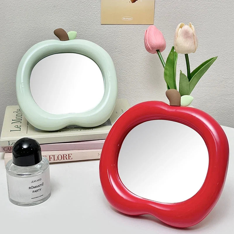Apple-Shaped Decorative Makeup Mirror for Desk & Bedroom Decorative Makeup Mirror Qme