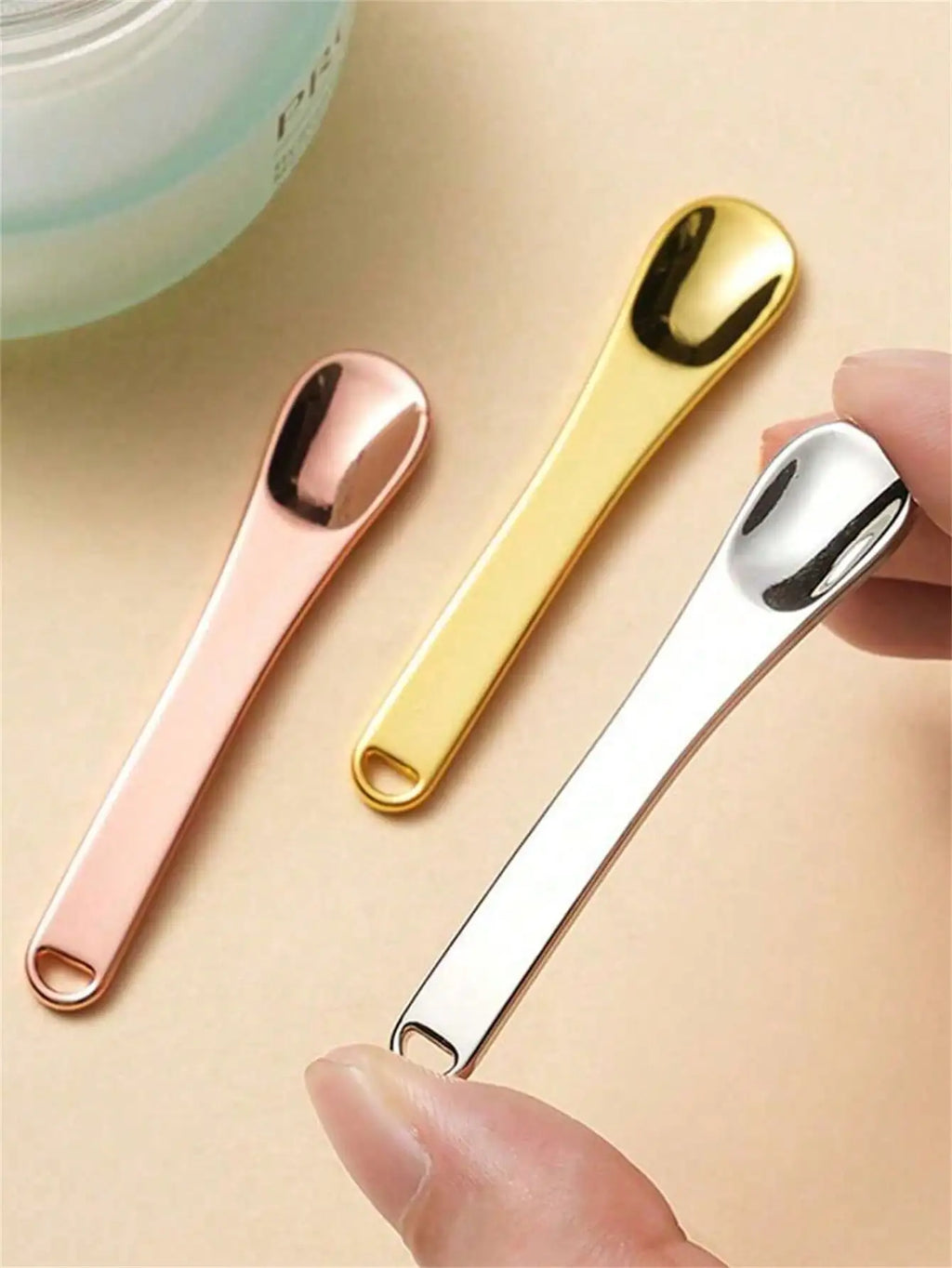Reusable Cosmetic Spatulas & Mini Spoons for Face Cream Cosmetic Spatula Set Qme 3pcs
