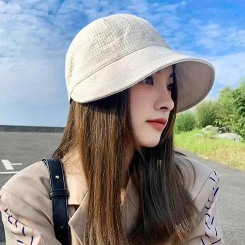 Women's Solid Bucket Hat – Wide Brim Sun Hat for Outdoors Women's Bucket Hat Qst Beige