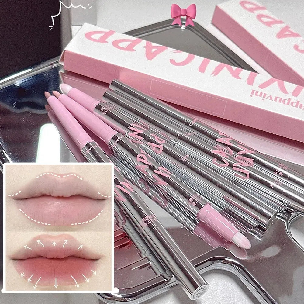 Cappuvini Nude Lip Liner & Brush – Velvet Matte Korean Makeup Lip Liner Brush Qme