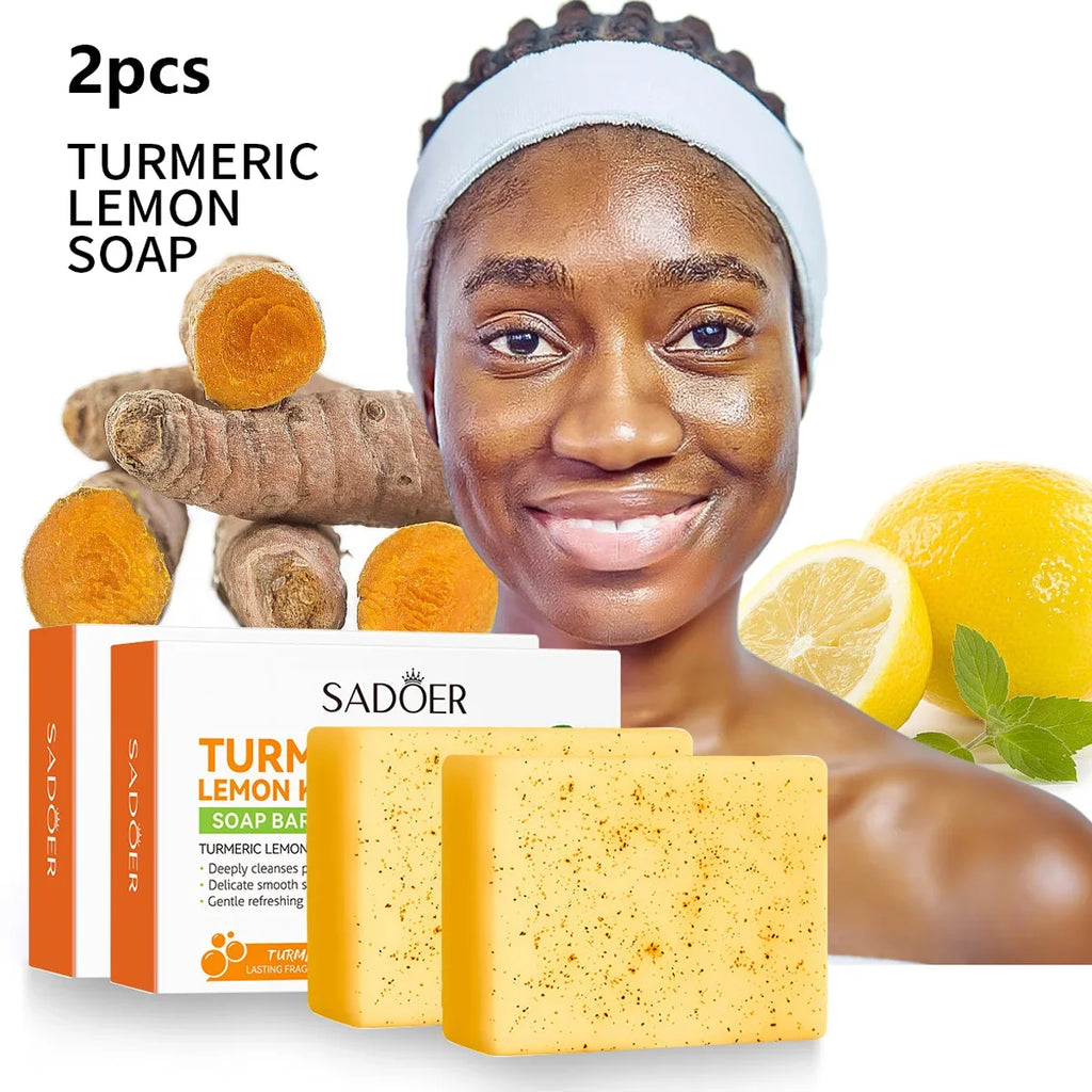 Turmeric Lemon Kojic Acid Scrub Soap – Oil Control & Brightening Exfoliating Scrub Soap Qme 100G
