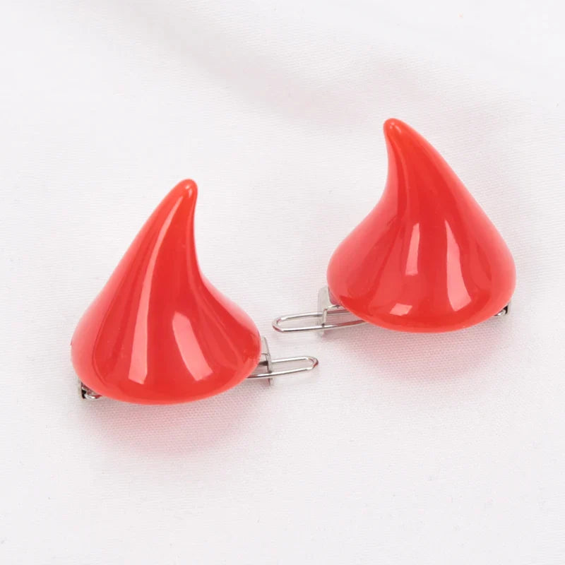Demon Horn Hairpins Gothic Cosplay Costume Clips – 1 Pair Costume Hair Clips Qme