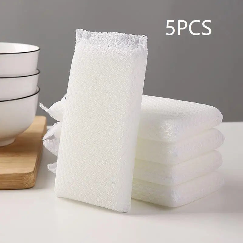 Non-Stick Dish Scouring Sponge Pads 5/10 Pack – Net Foam Dish Scouring Sponge Qst 5PCS White