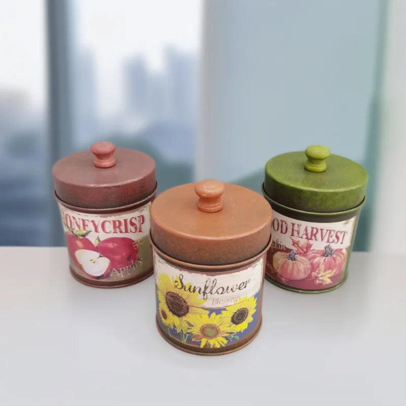 Retro Metal Tin Container for Coffee, Tea & Sweets | 4 Colors Decorative Tin Container Qme