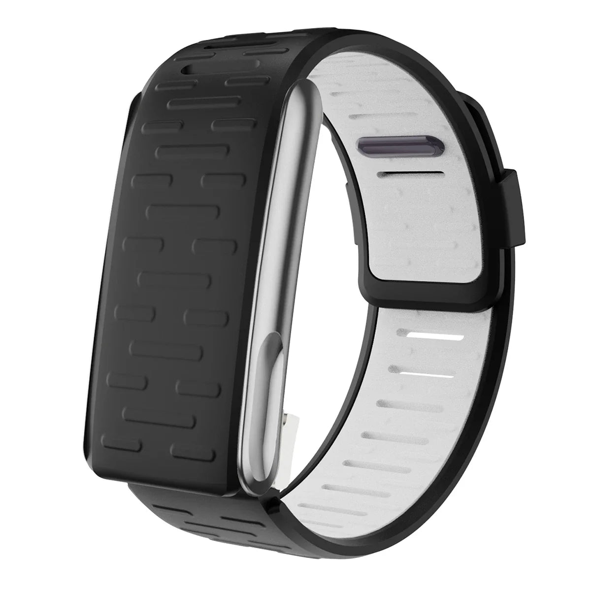 Silicone Sport Band for Whoop 5.0 – Adjustable Replacement Strap Fitness Tracker Band Qme Black White-5.0MG