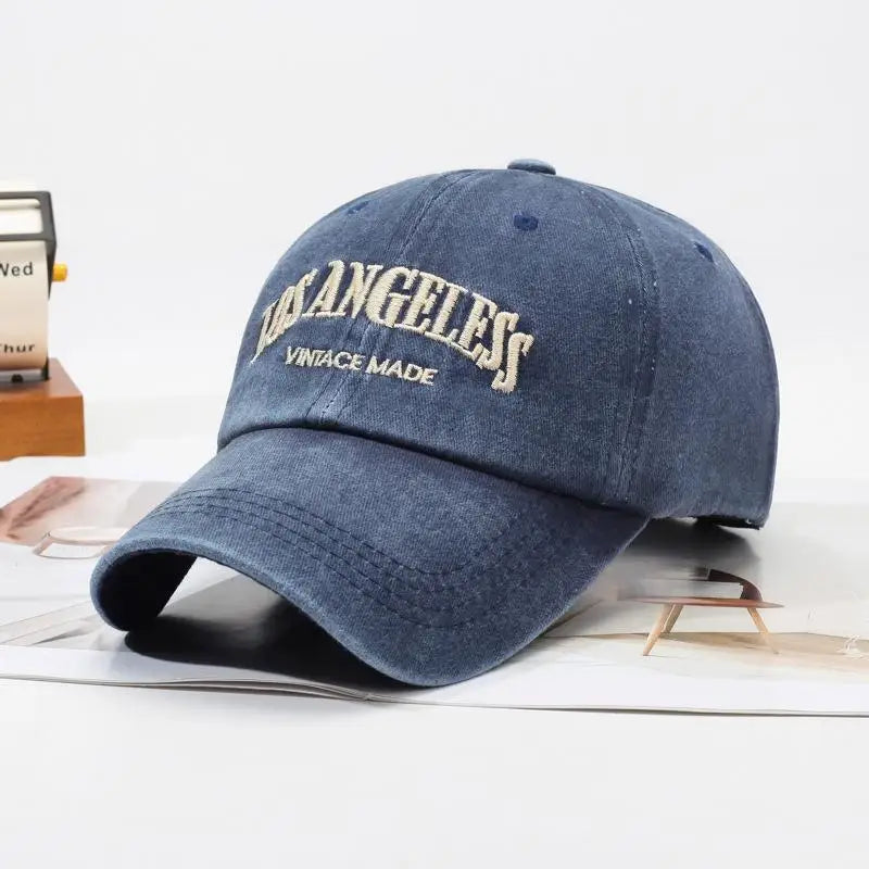Retro Washed Denim Baseball Cap – Wide Brim Sun Hat Denim Baseball Cap Qst one size Blue